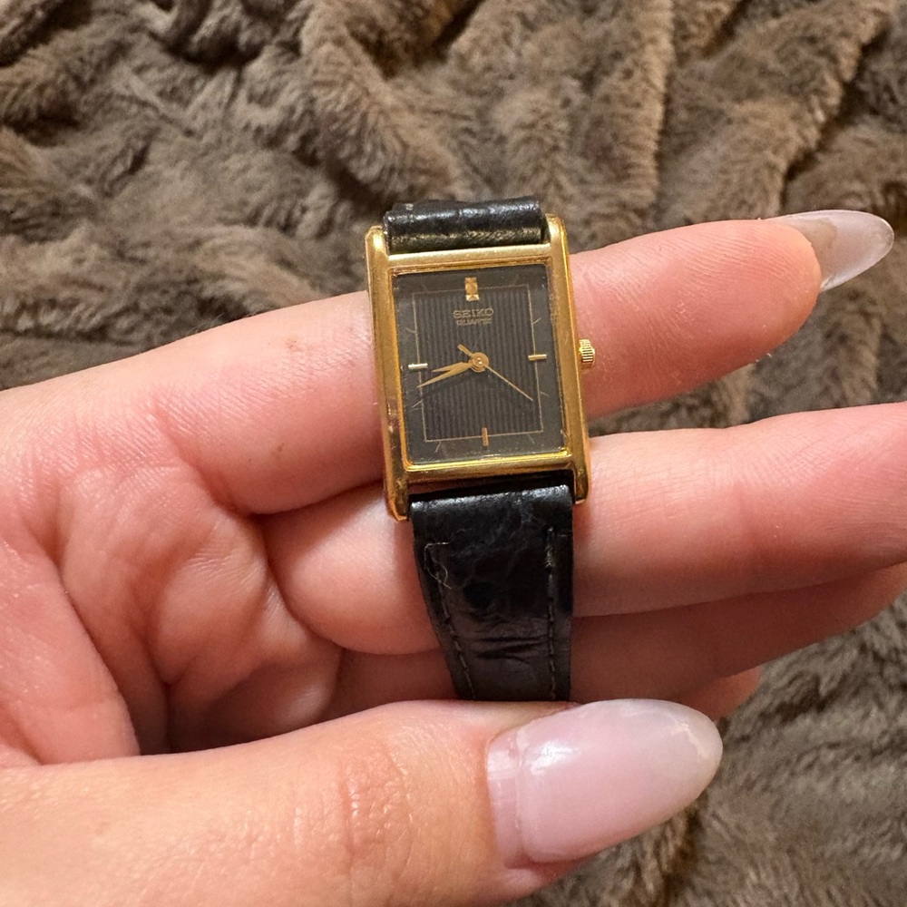Seiko Black and Gold pinstripe watch
